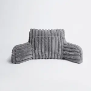 Reading Cushion Faux Fur Fleece Heatable Lumbar Pillow, Grey - One Size