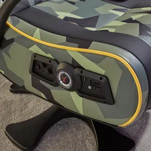 X-Rocker Covert Ops 2.1 Gaming Chair Speakers Audio Vibration Seat - CAMO GREEN / BLACK