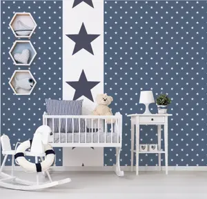 Galerie Deauville 2 Marine Blue White Deauville Star Smooth Wallpaper