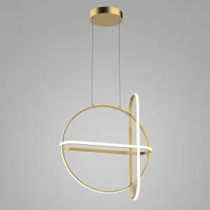 Luminosa Modern LED Hanging Pendant Golden, Warm White 3000K 2000lm Dimmable