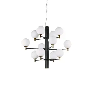 Luminosa Copernico 12 Light Multi Arm Ceiling Pendant Light Black, G9