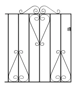 CLEVE Metal Scroll Low Flat Garden Gate 838mm GAP x 914mm High CSZP2