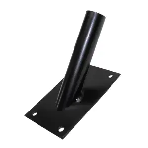 Single Flag Pole Holder - Wall Mounted Flag Pole Bracket, Powder Coated (Black), Rust and Weather Resistant, Heavy Duty