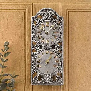 Retro Style Home/Garden Indoor/Outdoor Wall Clock Decorative Fence Ornament Thermometer