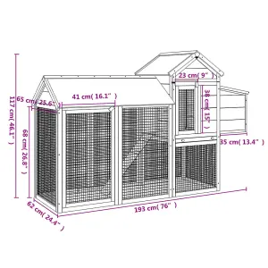 Chicken Coop Red 193x65x117 cm Solid Wood Pine