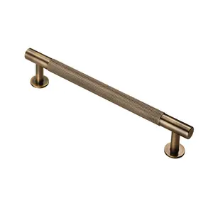 Knurled Bar Door Pull Handle 190 x 13mm 160mm Fixing Centres Antique Brass