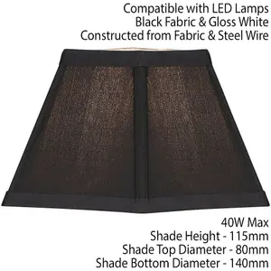 5" Inch Square Tapered Lamp Shade Black Faux Silk Fabric Cover Modern Elegant