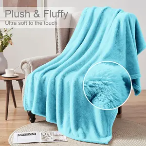 Makilah Sherpa Fleece Throw Fur  Blanket Sky Blue / 150cm H x 130cm W