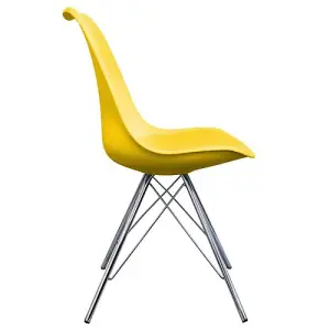 Soho Yellow Plastic Dining Chair with Chrome Metal Legs