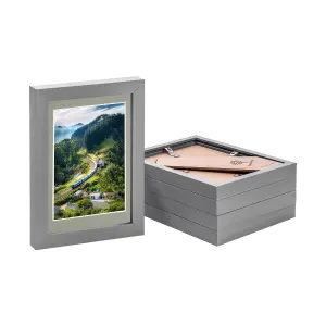 Nicola Spring Photo Frame with 4" x 6" Mount - 5" x 7" - Grey Mount - Pack of 5