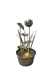 Small Flower Modern Metal Solar Water Feature