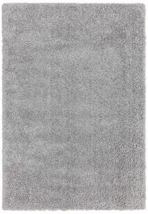 Light Grey Shaggy Plain Modern Jute Backing Rug for Living Room Bedroom and Dining Room-120cm X 170cm