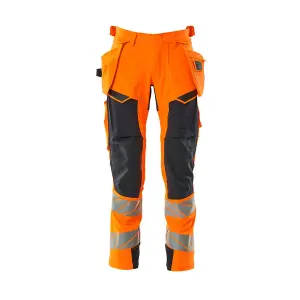 Mascot Accelerate Safe Trousers with Holster Pockets - Hi-Vis Orange/Dark Navy   (34.5) (Leg Length - Long)