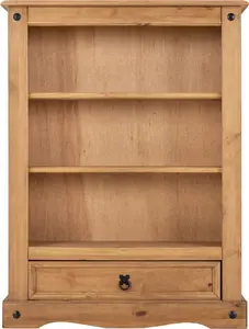 Corona 1 Drawer Bookcase in Distressed Waxed Pine