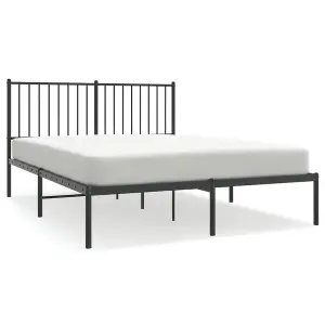 Berkfield Metal Bed Frame with Headboard Black 135x190 cm 4FT6 Double