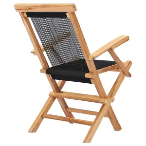 Berkfield Folding Garden Chairs 2 pcs Solid Teak Wood and Rope