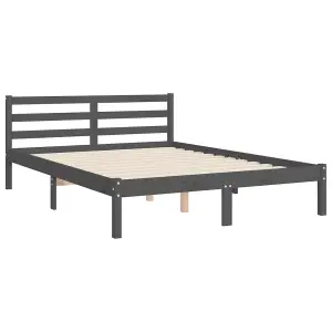 Berkfield Bed Frame with Headboard Grey 140x190 cm Solid Wood