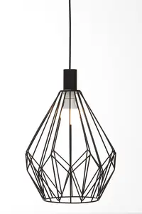 Interiors by Premier Wyra Black Finish Frame Pendant light