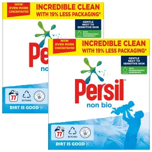 Persil Non-Bio Washing Powder Gentle Next to Sensitive Skin, 154 Washes, 2Pk