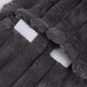 Faux Fur Hot Water Bottle Ribbed Fluffy Fleece Supersoft Warmer, Charcoal