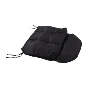 Outdoor Black Garden Waterproof Tufted Swing Seating Cushion 110cm L x 48cm W