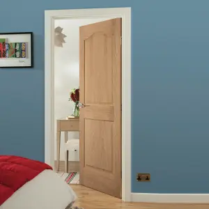 Arched 2 panel Unglazed Arched Oak veneer Internal Door, (H)1981mm (W)762mm (T)35mm