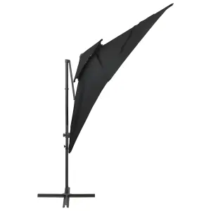 Berkfield Cantilever Umbrella with Double Top Black 250x250 cm