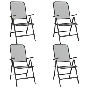 Berkfield Folding Garden Chairs 4 pcs Expanded Metal Mesh Anthracite