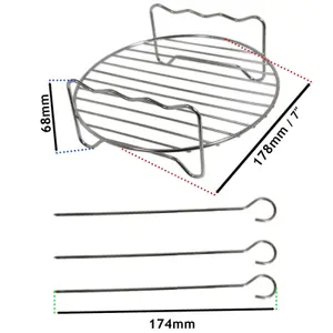 SPARES2GO 7" Round Shelf Rack for Halogen Oven Cooker Mini + Skewers