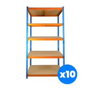 10 Bays of 5 Tier Extra Heavy Duty Storage Racking 1800h x 900w x 600d mm 300kg