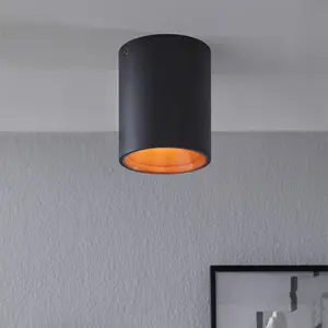 EGLO Polasso Cylindrical Black/Copper LED Ceiling Light