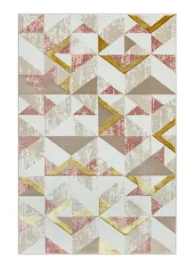 Pink Modern Geometric Easy To Clean Rug For Dining Room Bedroom & Living Room-120cm X 170cm