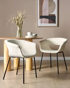 Set of 2 Dining Chairs ELMA Boucle Off-White