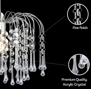 Teardrop Acrylic Crystal Pendant Ceiling Light Shade Chrome Finish