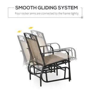 Outsunny 2-Person Outdoor Glider Rocker Chair with Center Table for Backyard