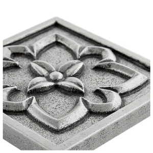 (Pack of 4 Tiles) Niche Tiles Crown Metal Nickel 9.5cm. x 9.5cm. Handmade Decorative Tile