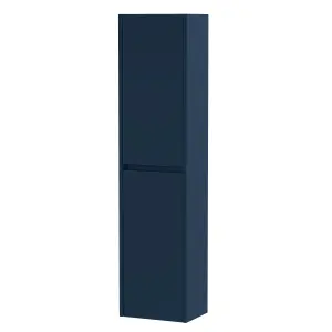 Square Wall Hung 2 Door Tall Bathroom Unit, 350mm - Midnight Blue