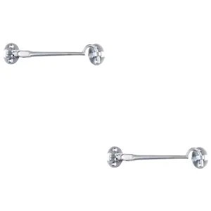 2 PACK - Lightweight Cabin Hook & Eye Satin Chrome 102mm Arm Cabinet Hatch Lock