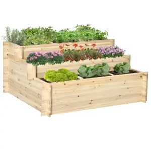 Outsunny 3 Tier Raised Garden Bed Planter Box w/ 9 Grids & Non-woven Fabric