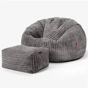 Lounge Pug Cord Bean Bag Chairs Classic Gaming Chair Beanbags Graphite Grey