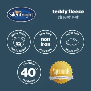 Silentnight Cosy Teddy Fleece Duvet Set Silver / Single - 1 Pillowcase (45 x 80 cm)