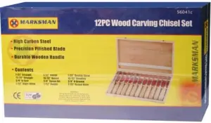 12Pc Pro Wood Chisel Carving Carpenter Tool Set Case Diy Wooden Professional