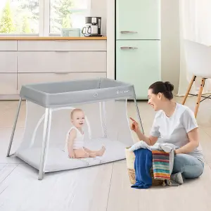 Costway Foldable Baby Crib Lightweight Mesh Toddler Activity Nursery Center