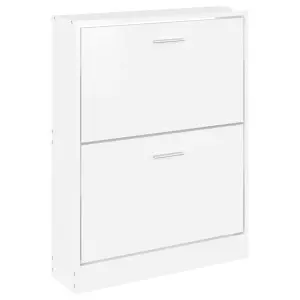 Shoe Cabinet High Gloss White 59x17x81 cm Engineered Wood