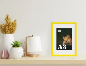 A3 Yellow Picture Frame With Mount for A4 (21 x 29.7cm -8.3 x 11.7in) Poster, Photo, Artwork, or Print.