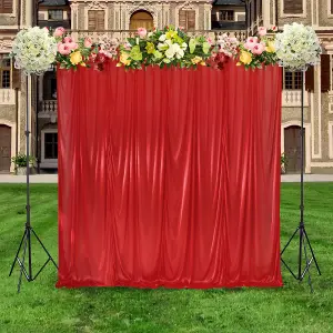 3x3 M Ice Silk Backdrop Curtain Photography Scenery for Christmas Events Decor, Red