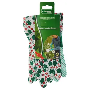 Ladies' Lightweight Polka Dot And Floral Garden And General Purpose Gloves - 100% Cotton - Weight : 0.04 Kg