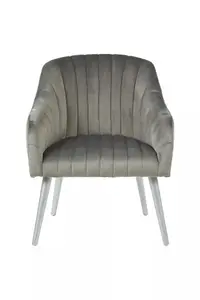 Interiors by Premier Luxurious Grey Fabric Armchair, Stylish Silver Finished Chair For Reading, Comfortable Mid-century Armchair