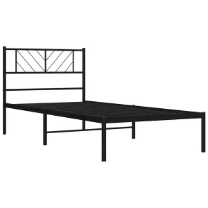 Berkfield Metal Bed Frame with Headboard Black 100x190 cm