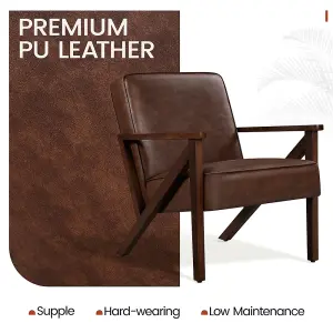 Yaheetech Dark Brown Extra-wide Faux Leather Armchair